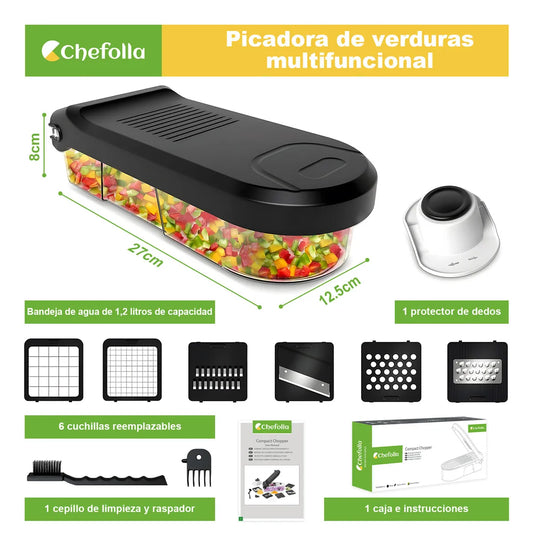 Rallador Multifuncional Chefolla 10 en 1 – Corta, rebana y protege tus manos
