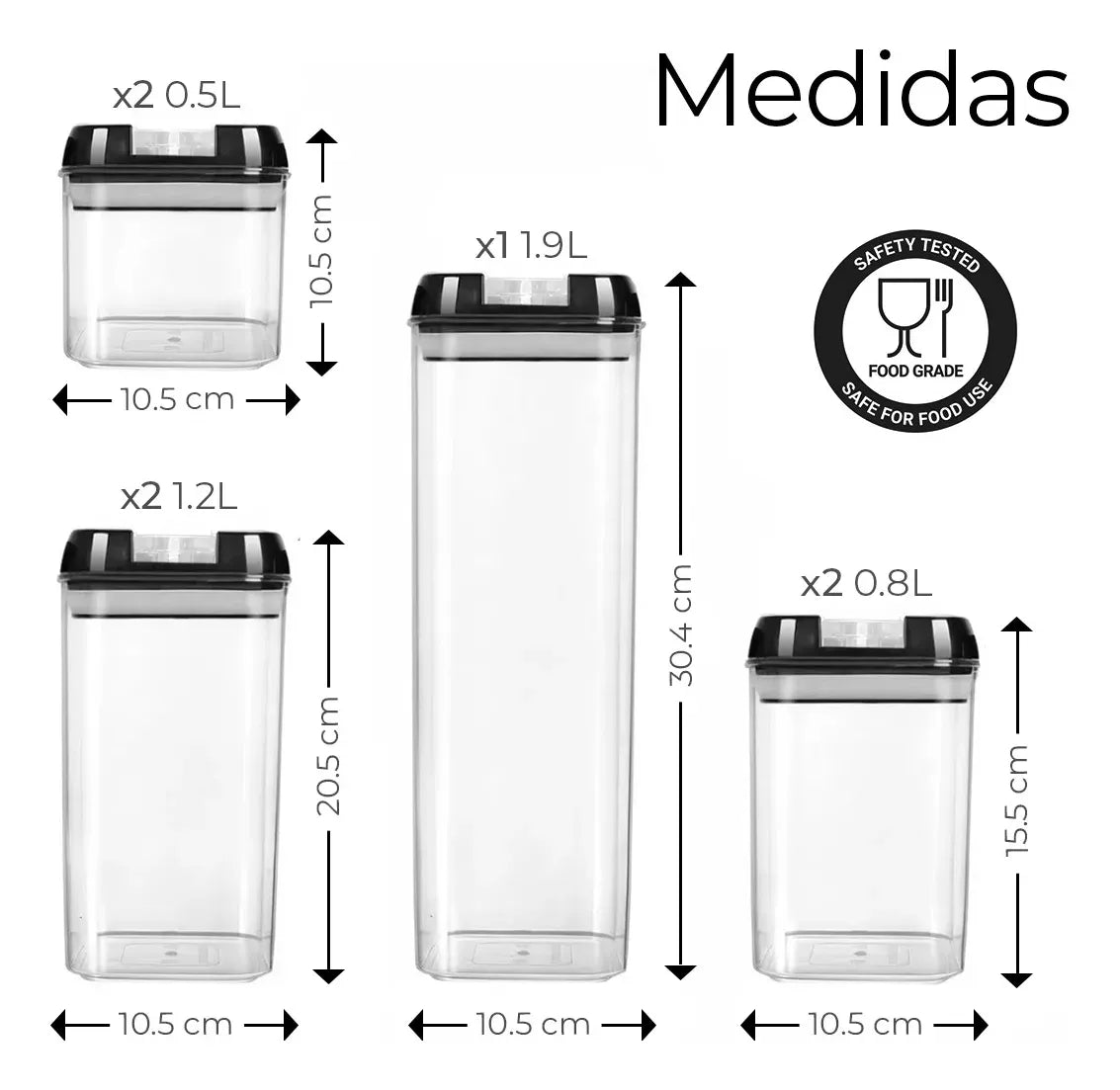 Set de 7 Recipientes Herméticos de Cocina – Organiza, Conserva y Ahorra Espacio