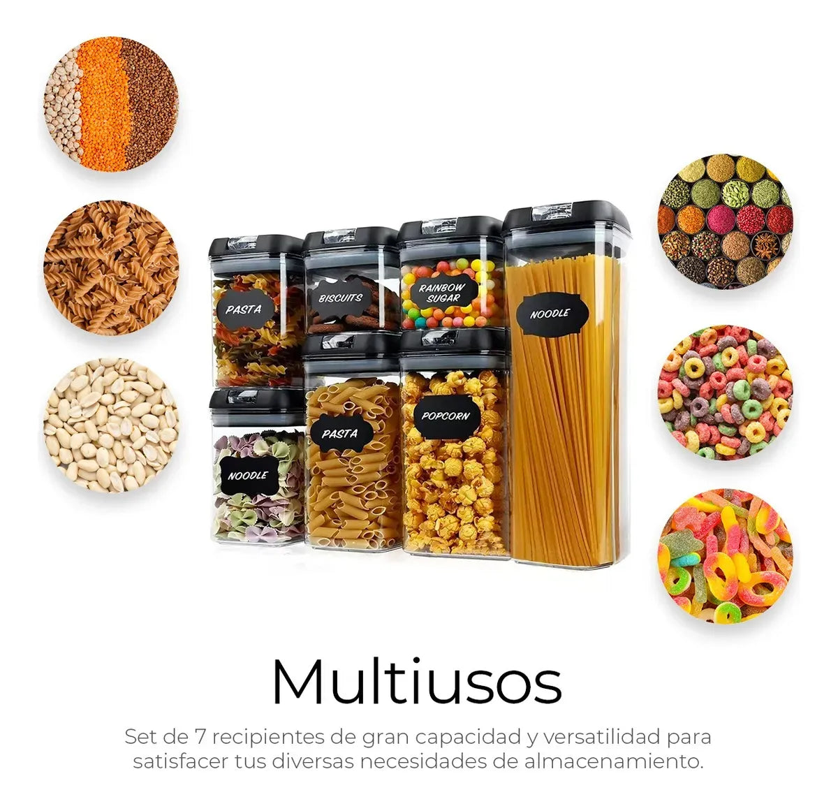 Set de 7 Recipientes Herméticos de Cocina – Organiza, Conserva y Ahorra Espacio