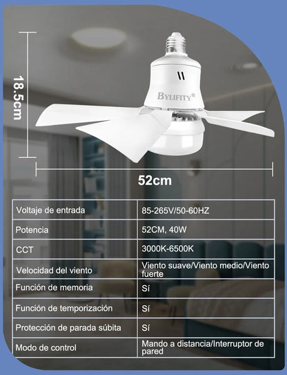 ✨ Lámpara-Ventilador LED 2-en-1 con Control Remoto 💨💡