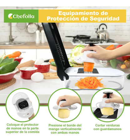 Rallador Multifuncional Chefolla 10 en 1 – Corta, rebana y protege tus manos