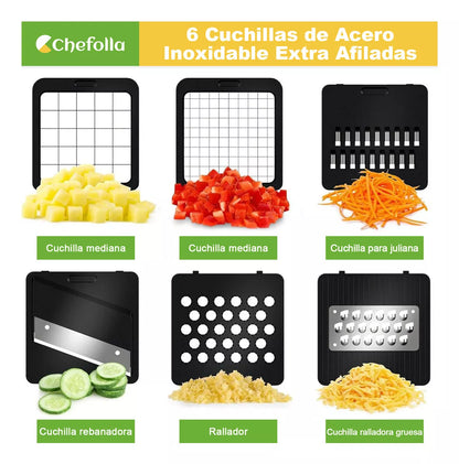Rallador Multifuncional Chefolla 10 en 1 – Corta, rebana y protege tus manos